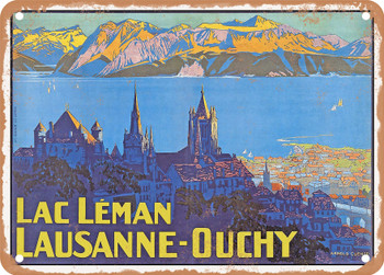 1913 Lake Geneva, Lausanne-Ouchy Vintage Ad - Metal Sign