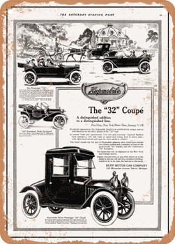 1913 Hupmobile 32 Three Passenger Coupe Vintage Ad - Metal Sign