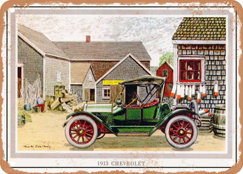 1913 Chevy Roadster Vintage Ad - Metal Sign