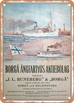 1913 Borg?Ñ Steamship Company The steamships J.L Runeberg Borg?Ñ Vintage Ad - Metal Sign