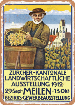 1912 Zurich Cantonal Agricultural Exhibition Vintage Ad - Metal Sign