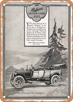 1912 Packard Six Touring Car Vintage Ad - Metal Sign