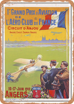 1912 Grand Prix of Aviation of the Aero Club of France Angers Vintage Ad - Metal Sign
