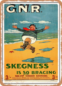 1912 G.N.R Skegness Is So Bracing Vintage Ad - Metal Sign