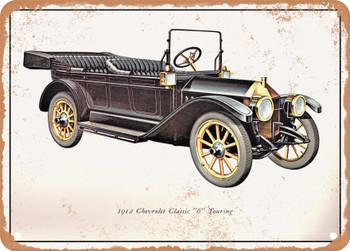 1912 Chevy Classic 6 Touring Vintage Ad - Metal Sign