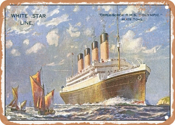 1911 White Star Line Triple Screw R.M.S Olympic 46439 Tons Vintage Ad - Metal Sign