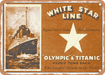 1911 White Star Line Royal United States Mail Steamers Olympic Titanic Vintage Ad - Metal Sign