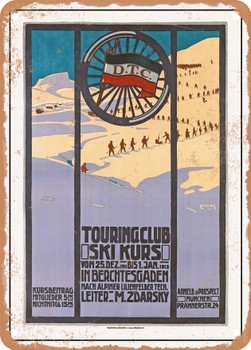 1911 Touring Club Ski Course in Berchtesgaden Vintage Ad - Metal Sign