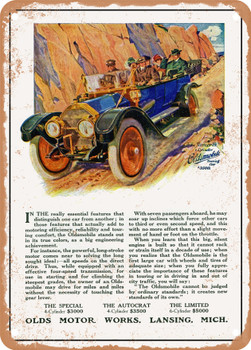 1911 Oldsmobile Aristocrat Touring Car Vintage Ad - Metal Sign