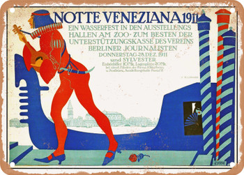1911 Notte Veneziana 1911 A water festival in the exhibition at the zoo Vintage Ad - Metal Sign