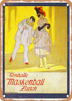 1911 Masquerade ball Zurich Vintage Ad - Metal Sign
