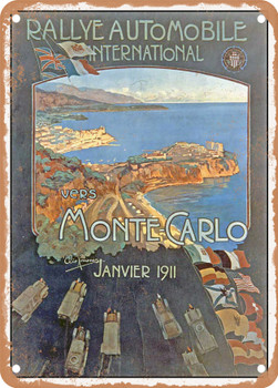 1911 International Automobile Rally Monte Carlo January 1911 Vintage Ad - Metal Sign