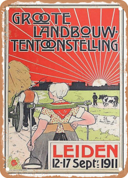 1911 Great Agricultural Exhibition Leiden Vintage Ad - Metal Sign