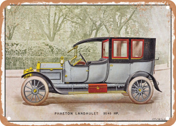 1911 Fiat 30/45 HP Phaeton Landaulet Vintage Ad - Metal Sign