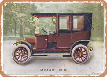 1911 Fiat 15/20 HP Landaulet Vintage Ad - Metal Sign