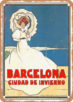 1911 Barcelona City of Winter Vintage Ad - Metal Sign