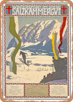 1910 Winter sports in the Styrian Salzkammergut Vintage Ad - Metal Sign