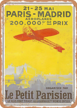 1910 Paris-Madrid organized by Le Petit Parisien Vintage Ad - Metal Sign