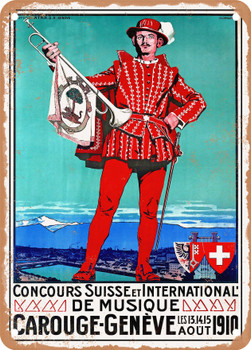 1910 Music Competition, Carouge, Geneva Vintage Ad - Metal Sign