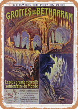 1910 Midi Railways Betharram Caves, The Greatest Underground Wonder in the World Vintage Ad - Metal Sign
