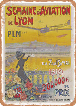 1910 Lyon Aviation Week PLM Vintage Ad 2 - Metal Sign