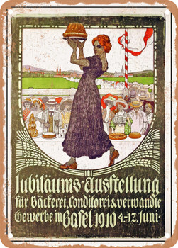 1910 Jubilee Exhibition Basel Vintage Ad - Metal Sign