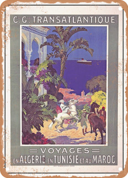 1910 General Transatlantic Company Trips to Algeria, Tunisia and Morocco 2 Vintage Ad - Metal Sign