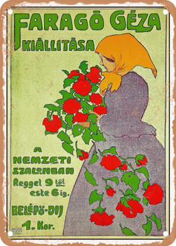 1910 Exhibition of Geza Farago at the National Salon Vintage Ad - Metal Sign