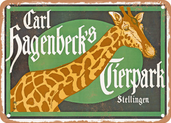 1910 Carl Hagenbeck's Tierpark Stellingen Vintage Ad - Metal Sign