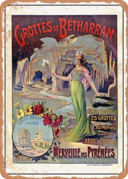 1910 Betharram Caves, Wonder of the Pyrenees Vintage Ad - Metal Sign