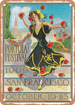 1909 Portola Festival San Francisco Vintage Ad 2 - Metal Sign