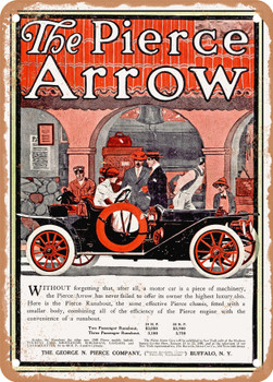 1909 Pierce Arrow Model 24 Runabout Vintage Ad - Metal Sign