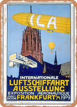 1909 International Airship Exhibition Aeronautique Exposition Frankfurt am Main Vintage Ad - Metal Sign