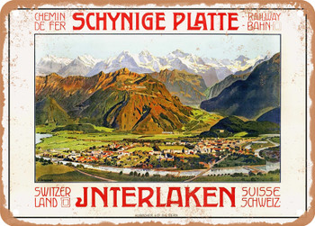 1909 Interlaken Schynige Platte Chemin de Fer Railway Vintage Ad - Metal Sign