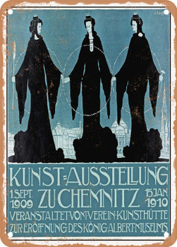 1909 Art Exhibition in Chemnitz Vintage Ad - Metal Sign