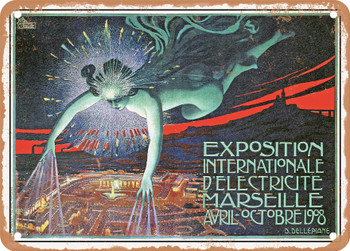 1908 International Electrical Exhibition, Marseille Vintage Ad - Metal Sign