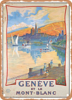 1908 Geneva and Mont Blanc Vintage Ad - Metal Sign