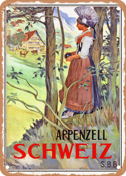 1908 Appenzell Switzerland S.B.B Vintage Ad - Metal Sign