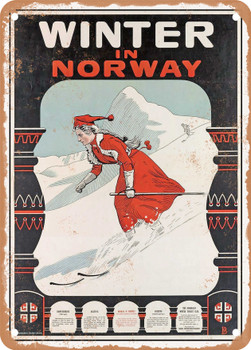 1907 Winter in Norway Vintage Ad - Metal Sign