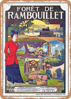 1907 Rambouillet Forest, Poigny, Ablis, Le Mesnil St. Denis Vintage Ad - Metal Sign