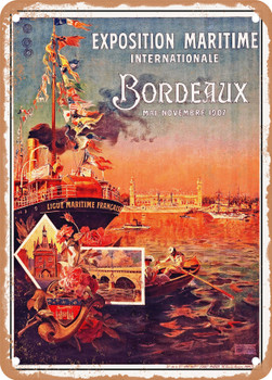 1907 International Maritime Exhibition, Bordeaux Vintage Ad - Metal Sign