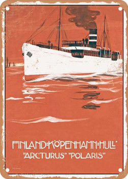 1907 Finland Copenhagen Hull Arcturus Polaris Vintage Ad - Metal Sign
