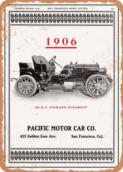 1906 Packard 40 HP Runabout Vintage Ad - Metal Sign