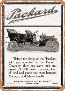1906 Packard 24 Tourer Vintage Ad - Metal Sign