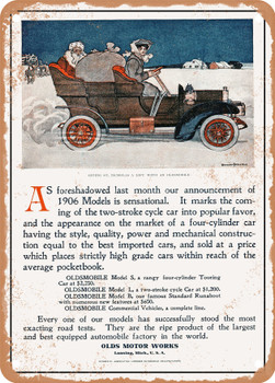 1906 Oldsmobile Touring Car Vintage Ad - Metal Sign