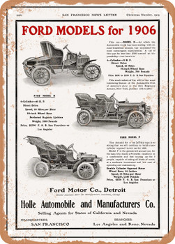 1906 Ford Models Vintage Ad - Metal Sign