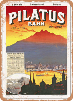 1905 Pilatus Bahn Ch De Fer Railway Vintage Ad - Metal Sign