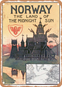 1905 Norway, the Land of the Midnight Sun Vintage Ad - Metal Sign