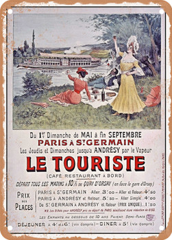 1905 From the first Sunday of May to the end of September, Paris to St Germain. by steamboat, the tourist Vintage Ad - Metal Sign