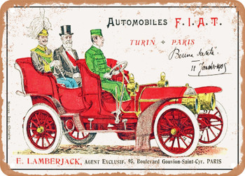 1905 Fiat 24 32 HP Tonneau Vintage Ad - Metal Sign